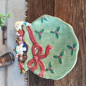 Vintage Lotus 1995 Christmas Nutcracker Treat Dish Platter Serving Dish